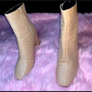 Nude Faux Croc Zipper Boot
